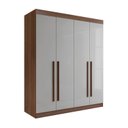 Ver imagem 4 de Guarda--Roupa Solteiro 100% MDF 4 Portas 3 Gavetas Paris Plus Marrom/Castanho/Off White