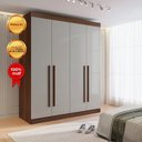 Ver imagem 7 de Guarda--Roupa Solteiro 100% MDF 4 Portas 3 Gavetas Paris Plus Marrom/Castanho/Off White