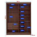 Ver imagem 5 de Guarda--Roupa Solteiro 100% MDF 4 Portas 3 Gavetas Paris Plus Marrom/Castanho/Off White