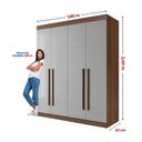 Ver imagem 6 de Guarda--Roupa Solteiro 100% MDF 4 Portas 3 Gavetas Paris Plus Marrom/Castanho/Off White