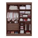 Ver imagem 3 de Guarda--Roupa Solteiro 100% MDF 4 Portas 3 Gavetas Paris Plus Marrom/Castanho/Off White