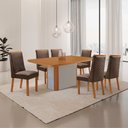 Ver imagem 2 de Mesa de Jantar Isadora Yasmin 180 cm Tampo MDF Canto Copo Laminado com 6 Cadeiras Moderna Mobília