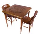 Ver imagem 1 de Cj Mesa Madeira 80x80cm - Base 4pé 78cm + 2 Cadeiras 43 - Natural - Beer Happy Hour