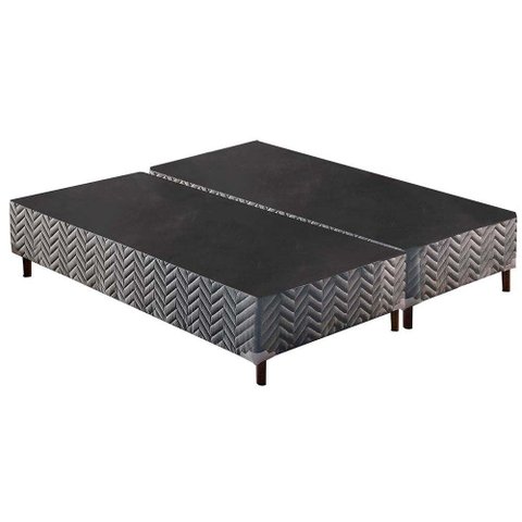 Cama Box Base Universal King Sommier Rústico Bordado Gray (193x203x30) - Paropas
