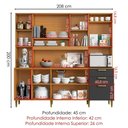 Ver imagem 3 de Kit Cozinha 9 Portas Mega 208 Cm Cinamomo Grafite Armoveis