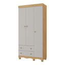 Ver imagem 2 de Guarda-roupa Infantil 92cm 3 Portas e 2 Gavetas Dengo Multimóveis Mp4437 Madeirado/off White