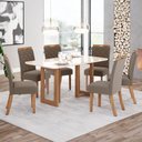 Ver imagem 1 de Conjunto de Jantar Mesa Yara 6 Lugares Tampo MDF Cadeiras Bella Suede Off White e Marrom Amêndoa