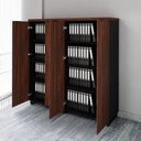 Ver imagem 4 de Armário Alto Duplo 1,58m para Escritório com 4 Portas de Abrir e Puxadores Metálicos F5 Office