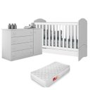 Ver imagem 1 de Cômoda Infantil Maria + Beço Mini Cama Pirulito Branco c/ Colchão - Bela Móveis
