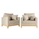 Ver imagem 1 de Kit 2 Poltronas Beny 80cm Base de Madeira Linho