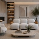 Ver imagem 2 de Sofá Leaf 250 cm 3 Lugares Orgânico Luxo Sala de Estar:Bouclê Cinza