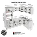 Ver imagem 3 de Armário de Cozinha Completa de Canto 416 Cm Branco/preto Lux Madesa 01 Branco/preto