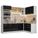 Ver imagem 2 de Armário de Cozinha Completa de Canto 416 Cm Branco/preto Lux Madesa 01 Branco/preto