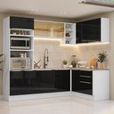Ver imagem 1 de Armário de Cozinha Completa de Canto 416 Cm Branco/preto Lux Madesa 01 Branco/preto
