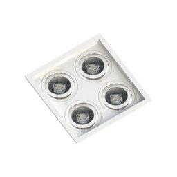 Spot Quadruplo Embutir Quadrado Recuado Par20 Branco - 1