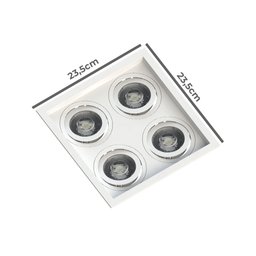 Spot Quadruplo Embutir Quadrado Recuado Par20 Branco - 2