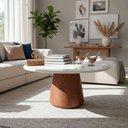 Ver imagem 1 de Mesa de Centro Base Cone Envernizada Redondo MDF Madeira 80cm Branco