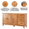 Buffet Aparador 100% Madeira Maciça 3 Portas 156 Cm Stella - 2