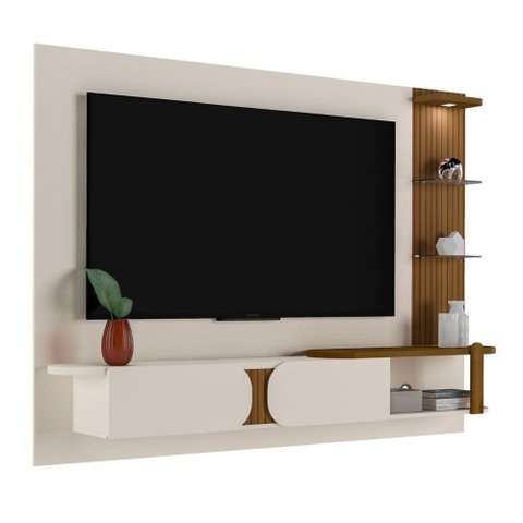 Painel para TV Argos 72 Polegadas 200cm MDF-MDP com Luz LED Off White Artely