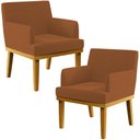 Ver imagem 1 de Kit 02 Poltronas Decorativa Para Sala De Estar E Recepção Beatriz W01 Bouclê Terracota - Lyam