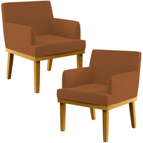 Kit 02 Poltronas Decorativa Para Sala De Estar E Recepção Beatriz W01 Bouclê Terracota - Lyam