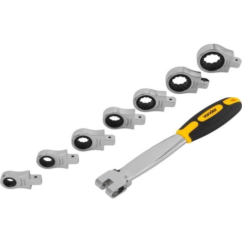 Jogo de Chaves Estrela com Catracas Intercambiáveis 8mm a 19mm Aço Ao Cromo Vonder