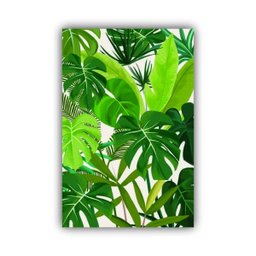 Quadro Natureza Folhas Verdes - Tela Única - 150 x 100 cm - Preta - 1