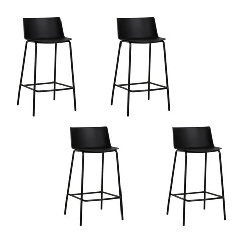 Kit com 4 Banquetas Ipanema Alta para Cozinha em Polipropileno e Base em Aço Pintado - Preto