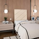 Ver mais imagens de Cabeceira Solteiro 100 Cm com Frame Cristal Linho Bege Artte