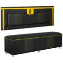 Ver imagem 3 de Kit Quarto Gamer Baú e Painel Fighter Usb 160cm Cama Queen:preto e Amarelo