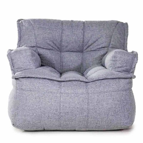 Puff Poltrono - Pufe Poltrona Cinza sem Estrutura de Madeira com Enchimento em Pérolas de Eps