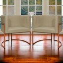 Ver imagem 2 de Kit 2 Poltronas para Sala de Recepção Luna Suede Cores Base de Ferro Bronze