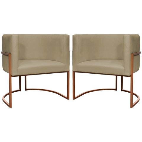 Kit 2 Poltronas para Sala de Recepção Luna Suede Cores Base de Ferro Bronze
