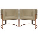 Ver imagem 1 de Kit 2 Poltronas para Sala de Recepção Luna Suede Cores Base de Ferro Bronze