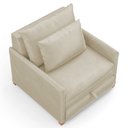 Ver imagem 1 de Poltrona Retrátil Cama Solteiro 2 em 1 Zia Confortável e Funcional Veludo Bege Claro - Desk Design