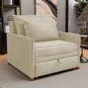 Ver imagem 6 de Poltrona Retrátil Cama Solteiro 2 em 1 Zia Confortável e Funcional Veludo Bege Claro - Desk Design