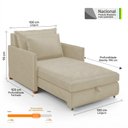 Ver imagem 5 de Poltrona Retrátil Cama Solteiro 2 em 1 Zia Confortável e Funcional Veludo Bege Claro - Desk Design