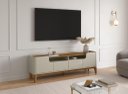 Ver imagem 2 de Rack Fl Estilo Retrô 1.80m para Tv até 75'' Cor Off White / Cumaru Pt
