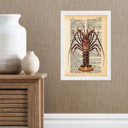 Quadro Casa de Praia- Lagosta 45x34cm:madeira Preta - 1