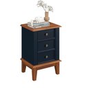 Ver imagem 1 de Mesa de Cabeceira Rústica Madeira Maciça 3 Gavetas Azul Petróleo - Apaixone & Decore