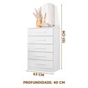 Ver imagem 4 de Cômoda com Espelho 5 Gavetas Retrô Branco Valley Shop Jm
