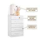 Ver imagem 5 de Cômoda com Espelho 5 Gavetas Retrô Branco Valley Shop Jm