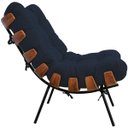 Ver imagem 2 de Kit Poltrona Costela com Puff Para Sala Veludo Azul Marinho