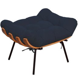 Kit Poltrona Costela com Puff Para Sala Veludo Azul Marinho - 4