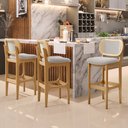 Ver imagem 2 de Kit 03 Banquetas Altas Para Cozinha Bancada Sala Tela Betta Fixa L02 Bouclê Bege - Lyam Decor