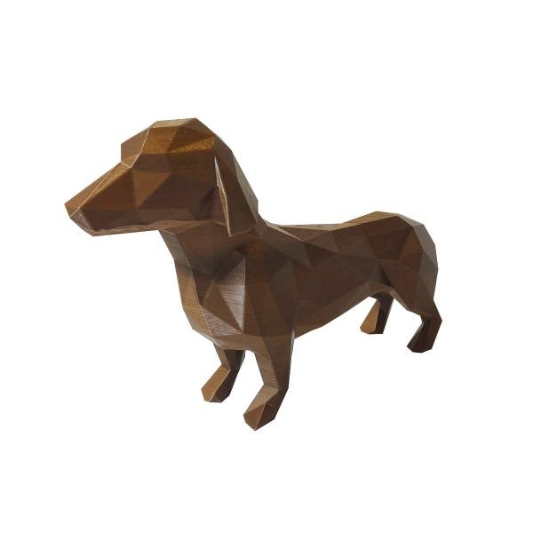 Cachorro Basset (Salsicha) Decorativo - 10 Cm Altura - Toque 3D - Várias Cores: Bronze