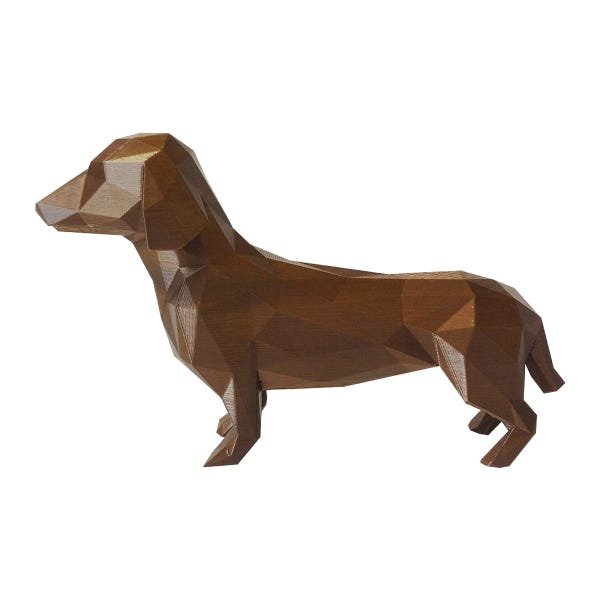 Cachorro Basset (Salsicha) Decorativo - 10 Cm Altura - Toque 3D - Várias Cores: Bronze - 2