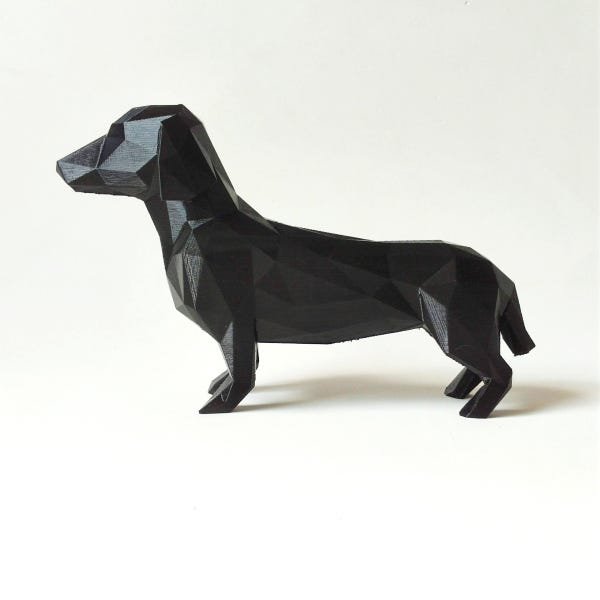 Cachorro Basset (Salsicha) Decorativo - 10 Cm Altura - Toque 3D - Várias Cores: Preto - 2