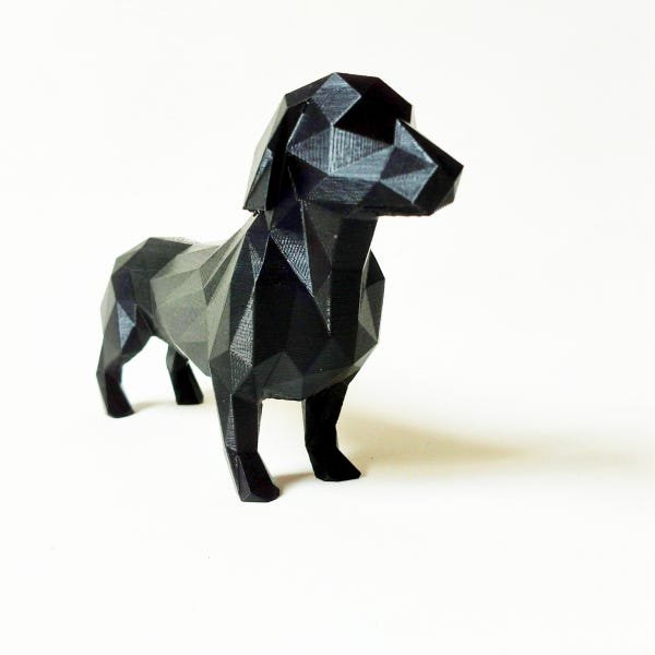 Cachorro Basset (Salsicha) Decorativo - 10 Cm Altura - Toque 3D - Várias Cores: Preto - 1