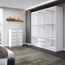 Ver imagem 5 de Guarda-roupa Casal Amelia 6 Portas 2 Gavetas com Cômoda 5 Gavetas Branco - Panorama Móveis